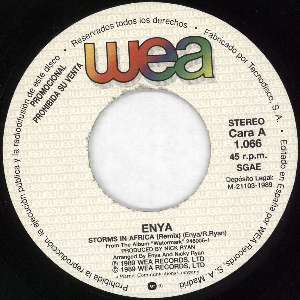 Enya Storms In Africa Spanish Promo 7" vinyl single (7 inch record / 45) ENY07ST48943