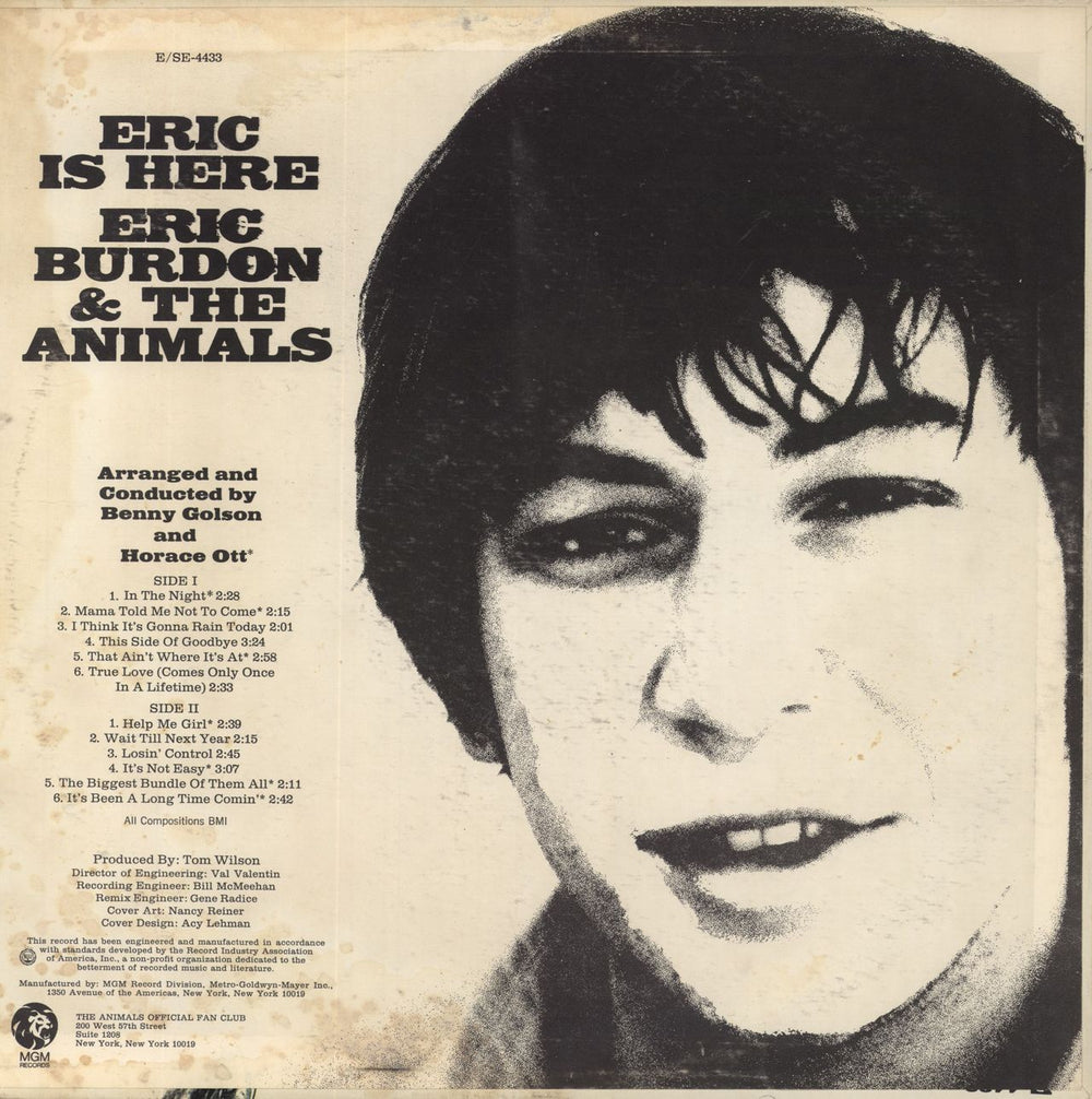 Eric Burdon & The Animals Eric Is Here -VG Sleeve US vinyl LP album (LP record)