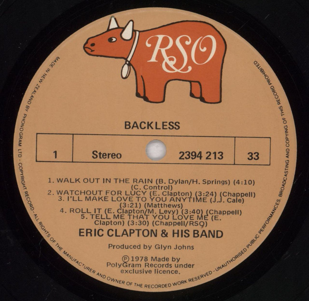 Eric Clapton Backless Australian vinyl LP album (LP record) CLPLPBA831967