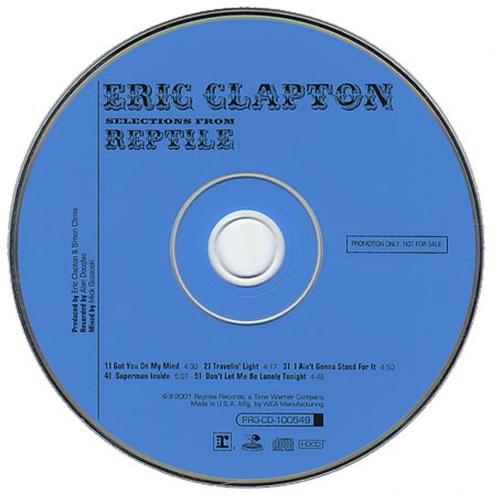 Eric Clapton Selections From Reptile US Promo CD single (CD5 / 5") CLPC5SE179956