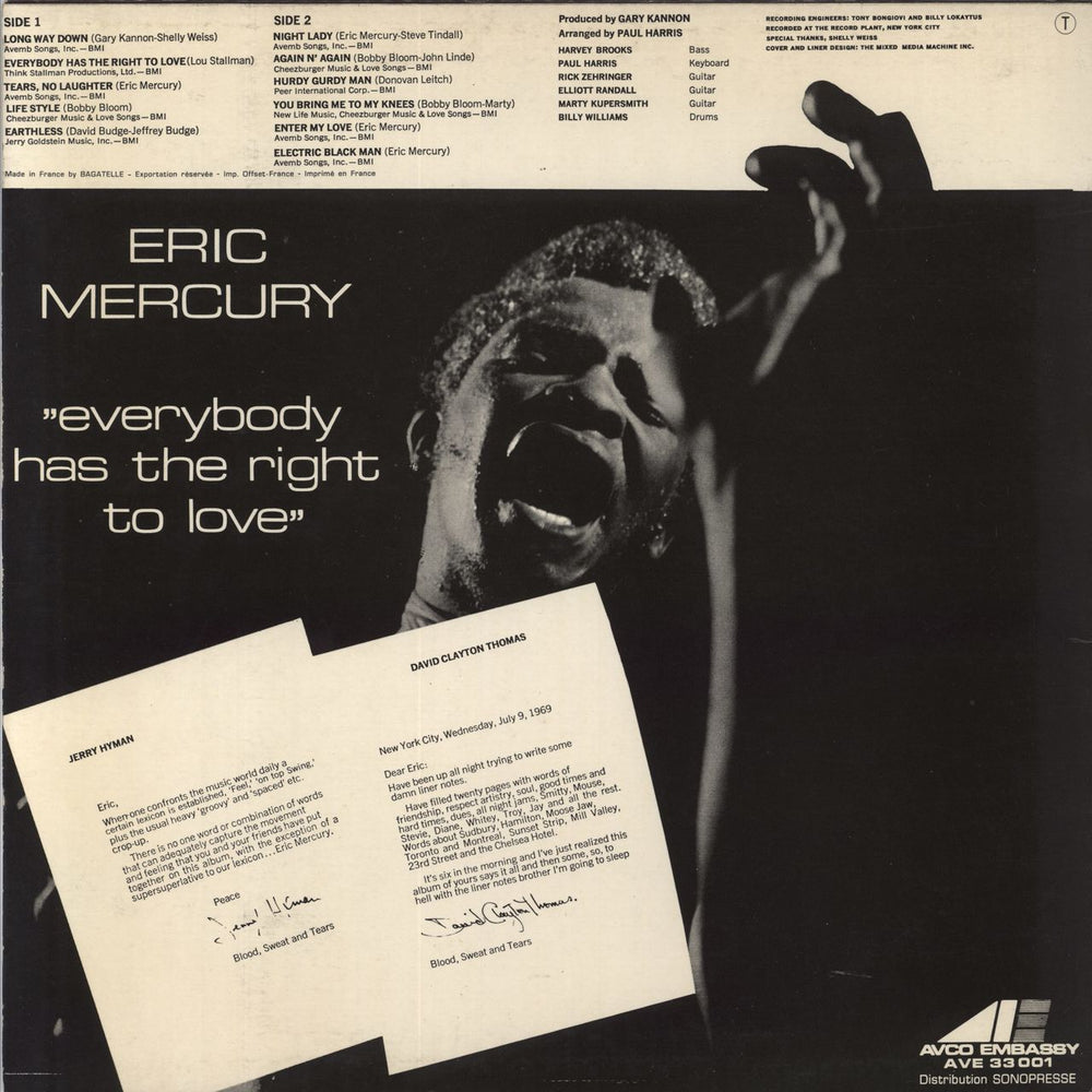 Eric Mercury Everybody Has The Right To Love French vinyl LP album (LP record)