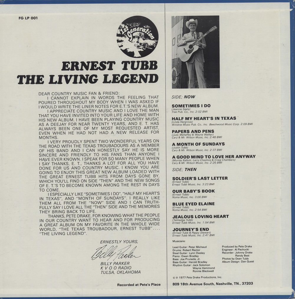 Ernest Tubb The Living Legend US vinyl LP album (LP record)