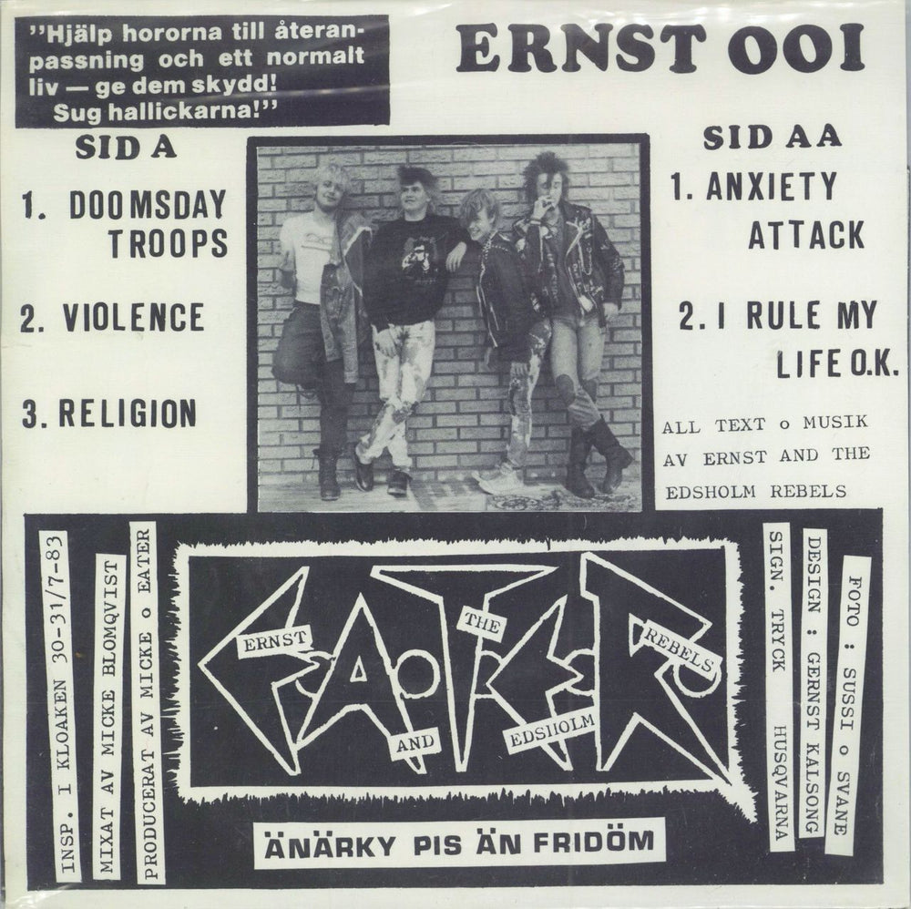 Ernst And The Edsholm Rebels Doomsday Troops - 5-Spårs E.P. Swedish 7" vinyl single (7 inch record / 45)