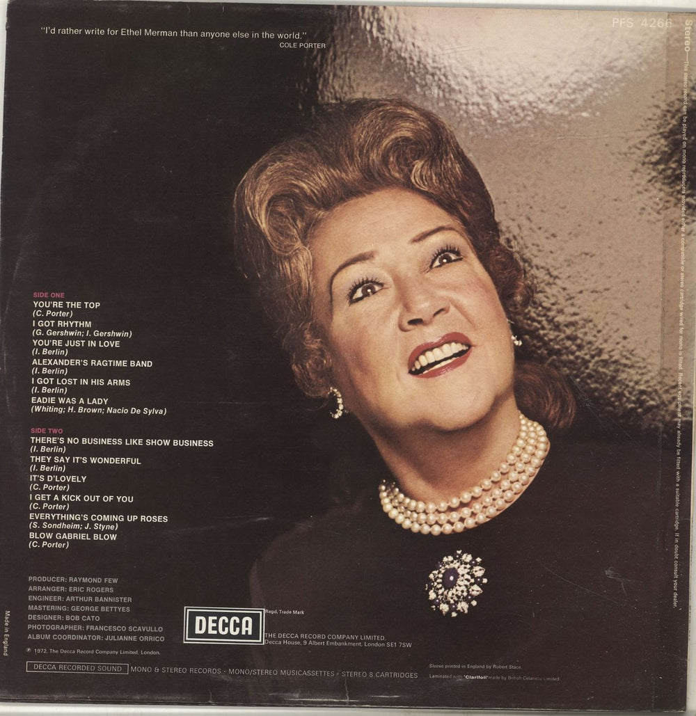 Ethel Merman Merman Sings Merman UK vinyl LP album (LP record)