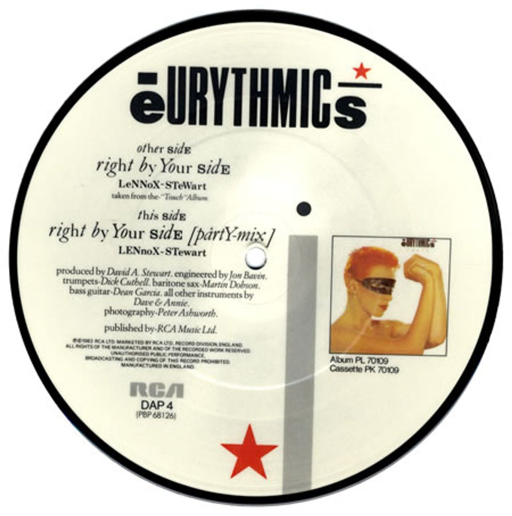 Eurythmics Right By Your Side UK 7" vinyl picture disc (7 inch picture disc single) EUR7PRI42692