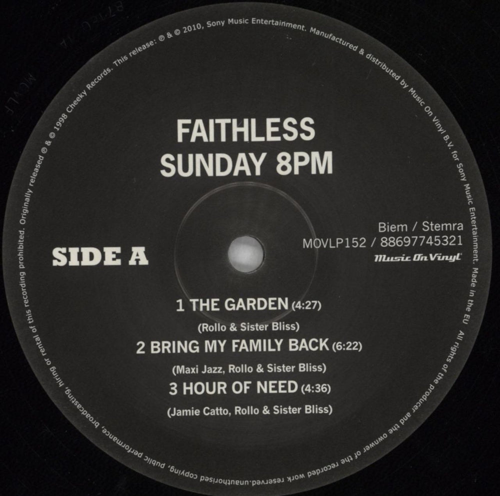 Faithless Sunday 8pm UK 2-LP vinyl record set (Double LP Album) FTL2LSU825380