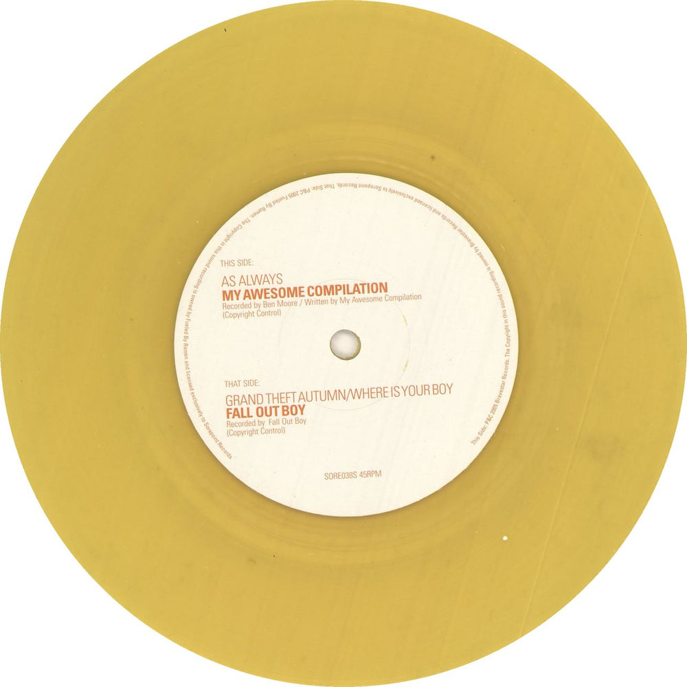 Fall Out Boy Grand Theft Autumn / Where Is Your Boy - Yellow Vinyl UK 7" vinyl single (7 inch record / 45) FOL07GR570151