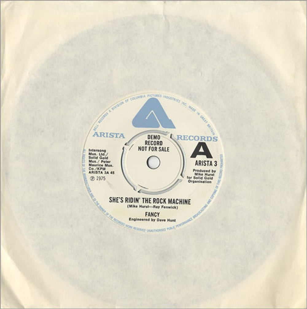 Fancy (70S) She's Ridin' The Rock Machine UK Promo 7" vinyl single (7 inch record / 45) ARISTA3