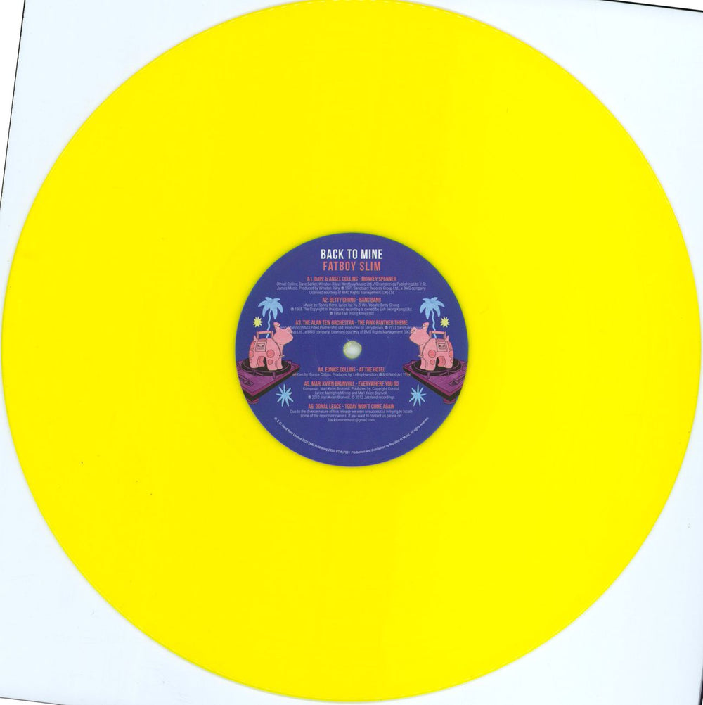 Fatboy Slim Back To Mine - Yellow vinyl UK 2-LP vinyl record set (Double LP Album) FBS2LBA771259