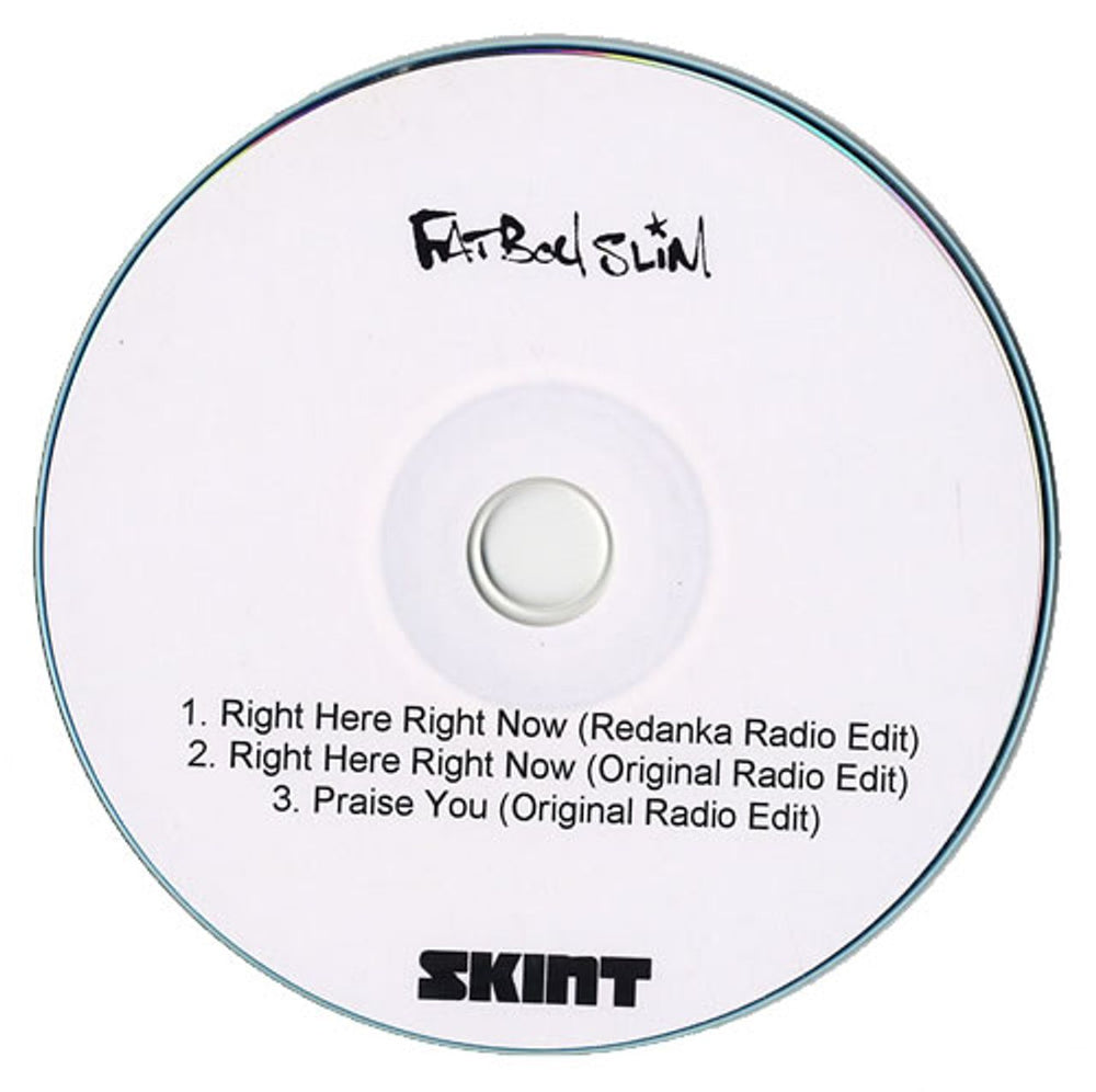 Fatboy Slim Right Here Right Now UK Promo CD-R acetate CD-R ACETATE