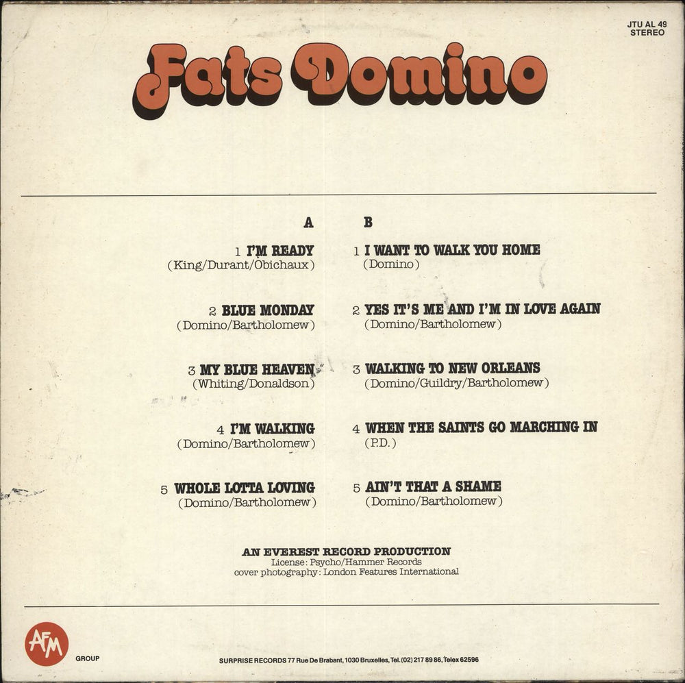 Fats Domino Fats Domino Belgian vinyl LP album (LP record)