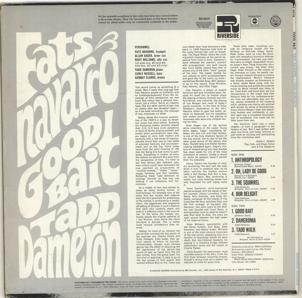 Fats Navarro Good Bait US vinyl LP album (LP record)