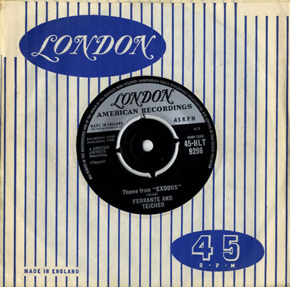 Ferrante And Teicher Theme From 'Exodus' UK 7" vinyl single (7 inch record / 45) 45-HLT9298