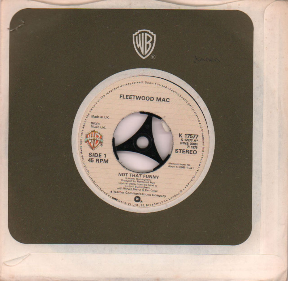 Fleetwood Mac Not That Funny UK 7" vinyl single (7 inch record / 45) K17577