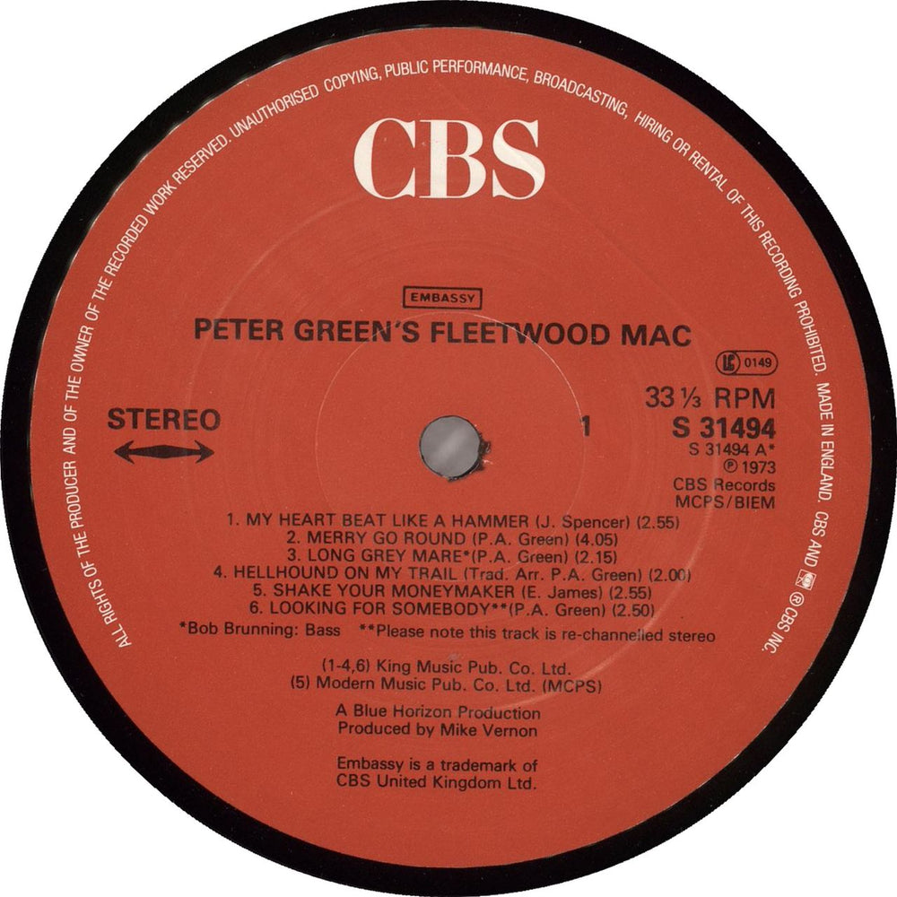 Fleetwood Mac Peter Green's Fleetwood Mac - red label UK vinyl LP album (LP record)