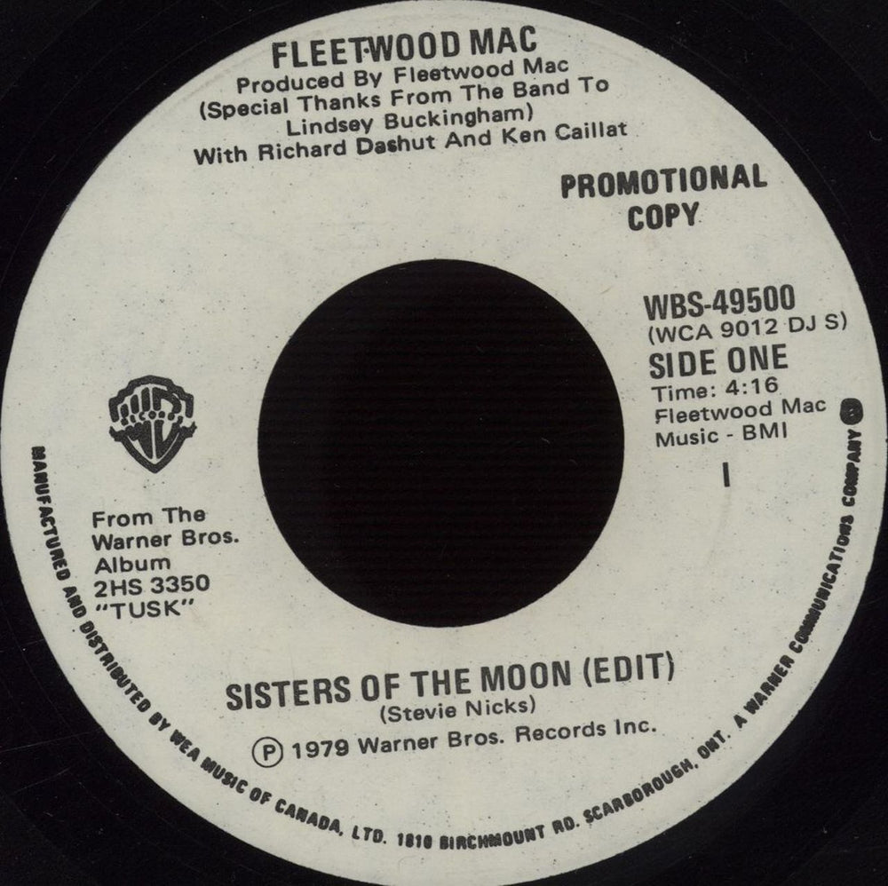 Fleetwood Mac Sisters Of The Moon (Edit) Canadian Promo 7" vinyl single (7 inch record / 45) MAC07SI256994