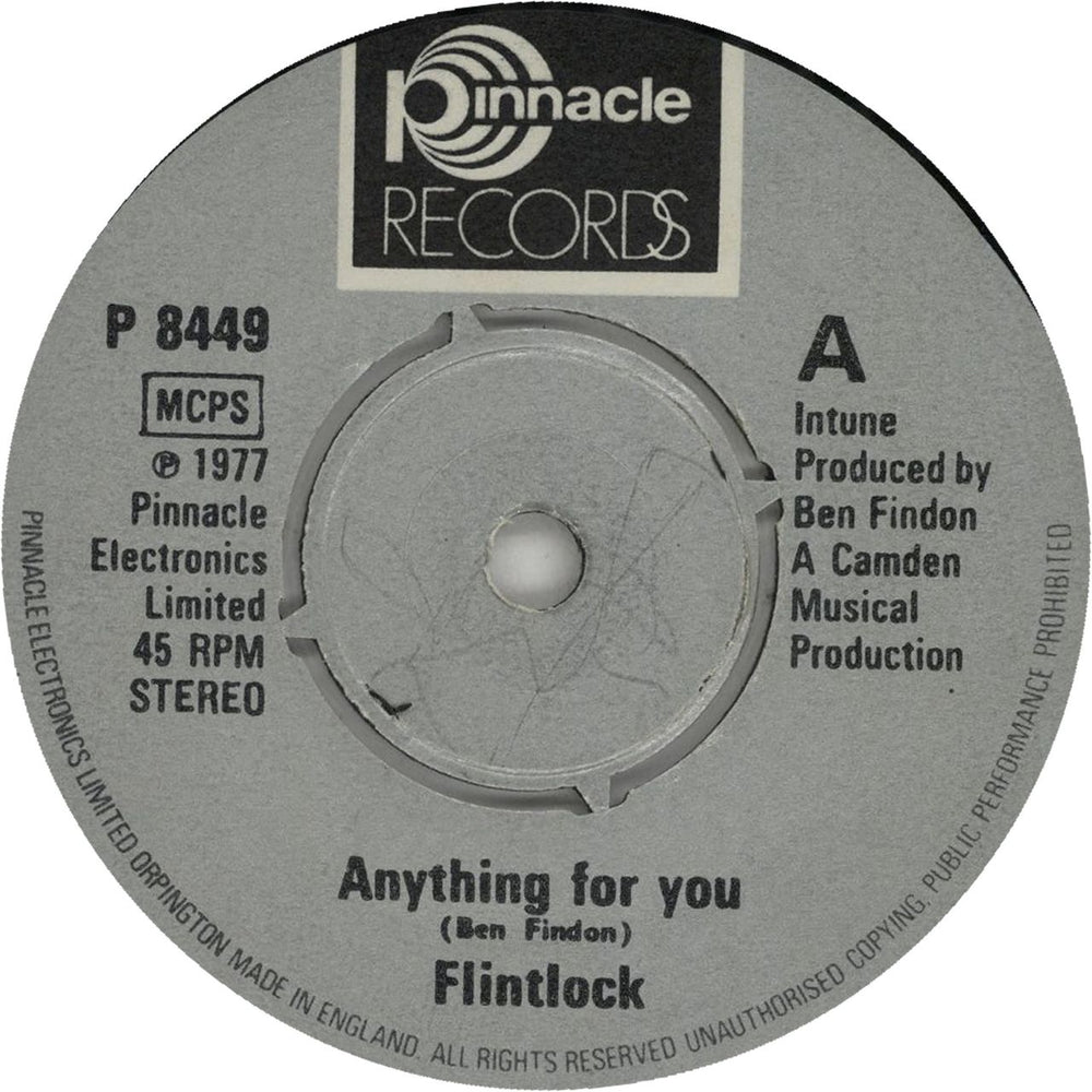 Flintlock Anything For You UK 7" vinyl single (7 inch record / 45) P8449