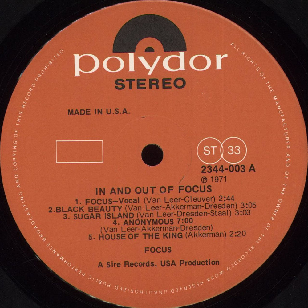 Focus In And Out Of Focus - 2nd US vinyl LP album (LP record) FOCLPIN719564