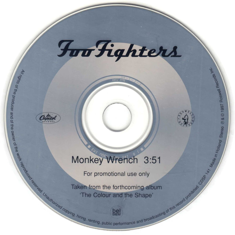 Foo Fighters Monkey Wrench UK Promo CD single (CD5 / 5") CDSP141