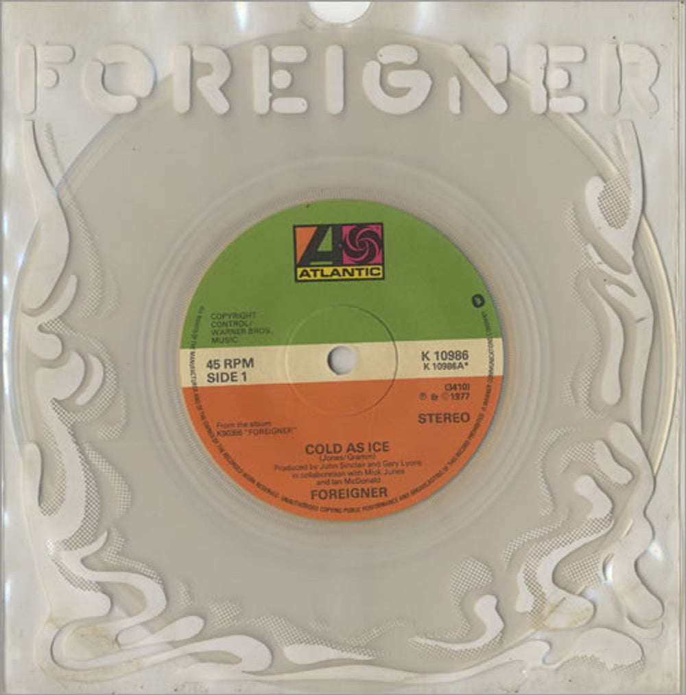 Foreigner Cold As Ice - Clear Vinyl UK 7" vinyl single (7 inch record / 45) K10986