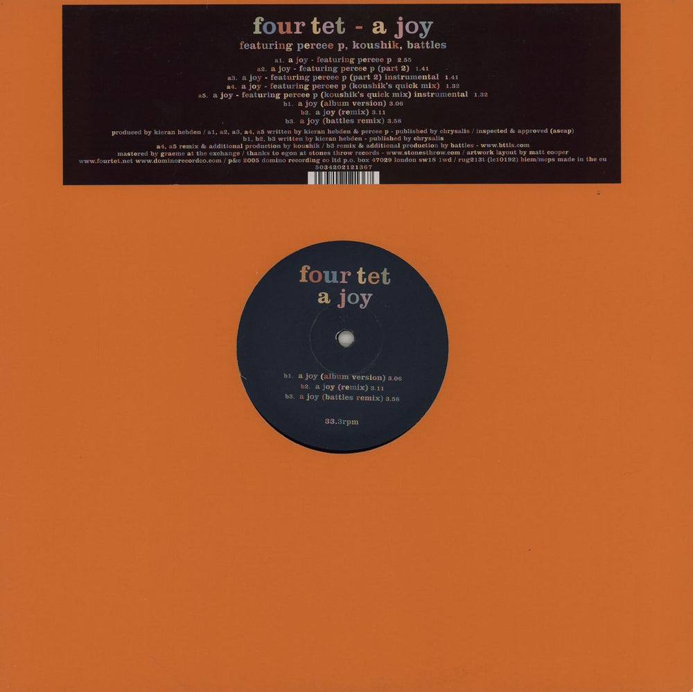 Four Tet A Joy UK 12" vinyl single (12 inch record / Maxi-single) RUG213T