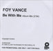 Foy Vance Be With Me UK Promo CD-R acetate WURDCD4P