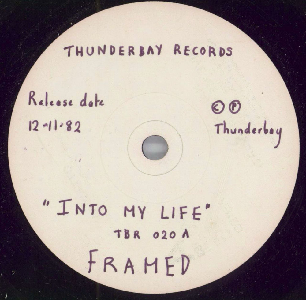 Framed Wonderland / Into My Life - Test Pressing UK Promo 7" vinyl single (7 inch record / 45) TBR021