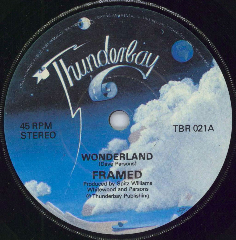 Framed Wonderland UK Promo 7" vinyl single (7 inch record / 45) TBR021