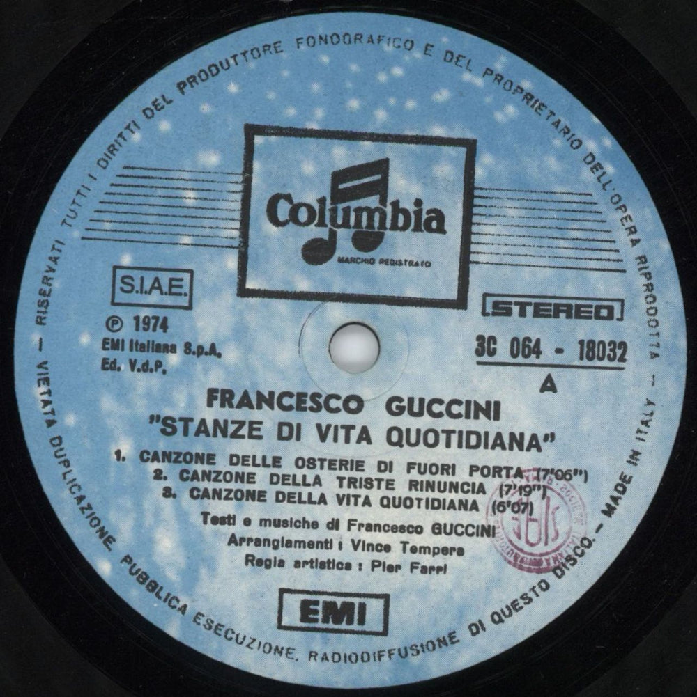 Francesco Guccini Stanze Di Vita Quotidiana Italian vinyl LP album (LP record) 41BLPST809298