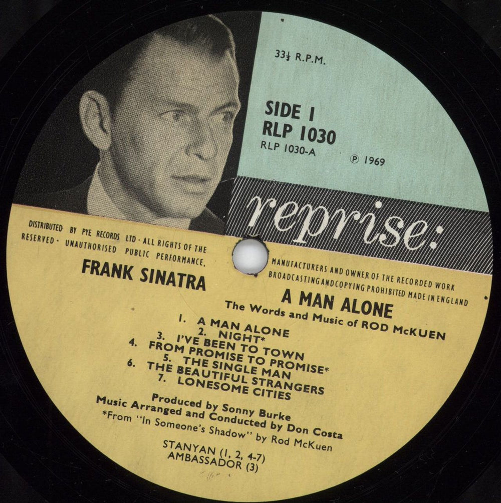 Frank Sinatra A Man Alone UK vinyl LP album (LP record) FRSLPAM779394