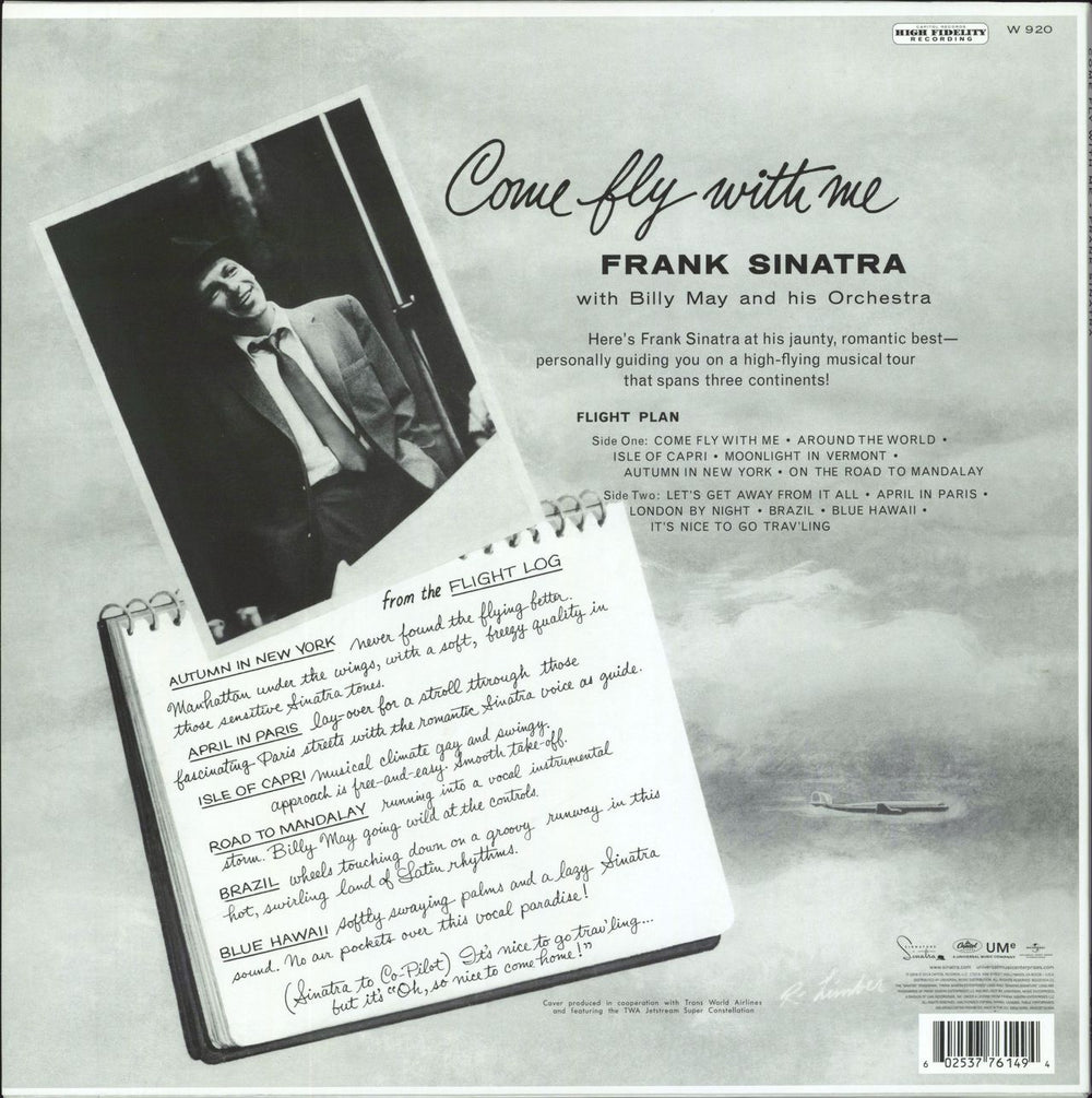 Frank Sinatra Come Fly With Me: Remastered - 180gm Vinyl UK vinyl LP album (LP record) 602537761494