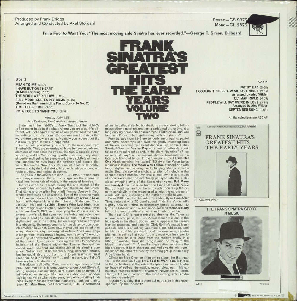 Frank Sinatra Greatest Hits - The Early Years - Vol. II - Sealed US vinyl LP album (LP record)