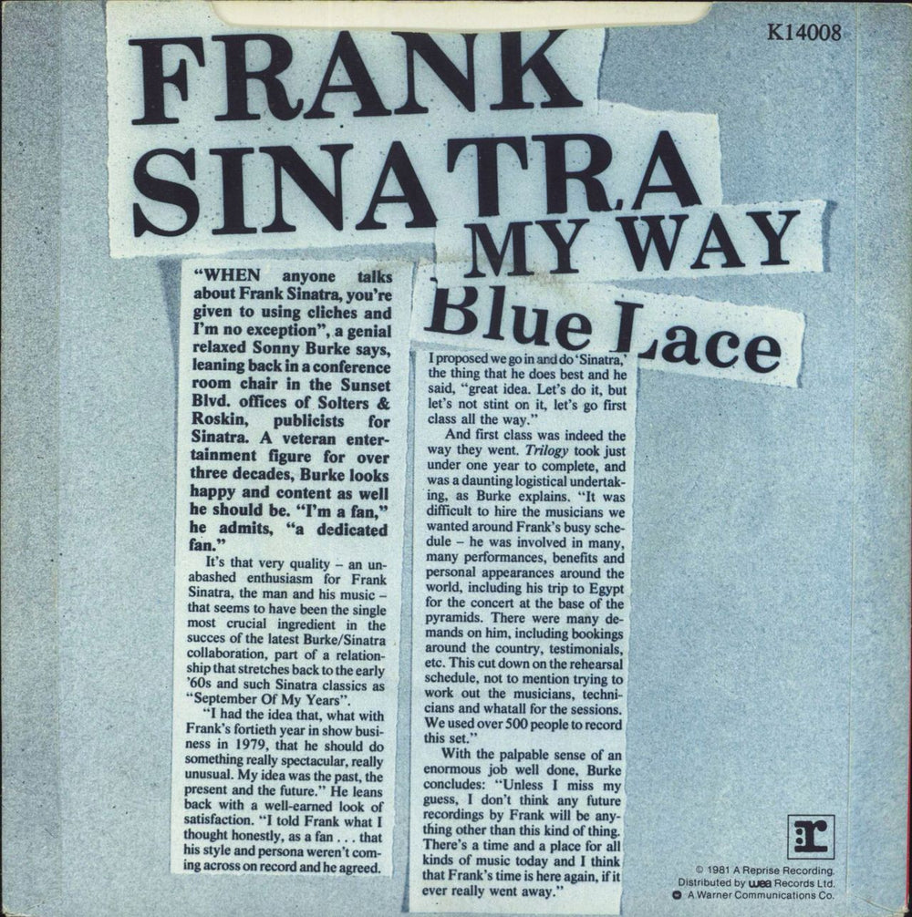 Frank Sinatra My Way UK 7" vinyl single (7 inch record / 45)