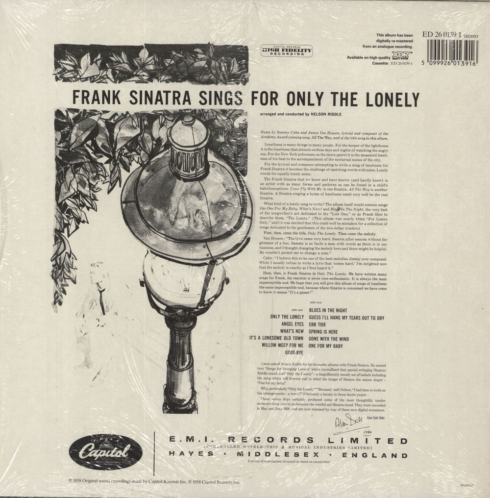 Frank Sinatra Only The Lonely - stickered shrink UK vinyl LP album (LP record) 5099926013916