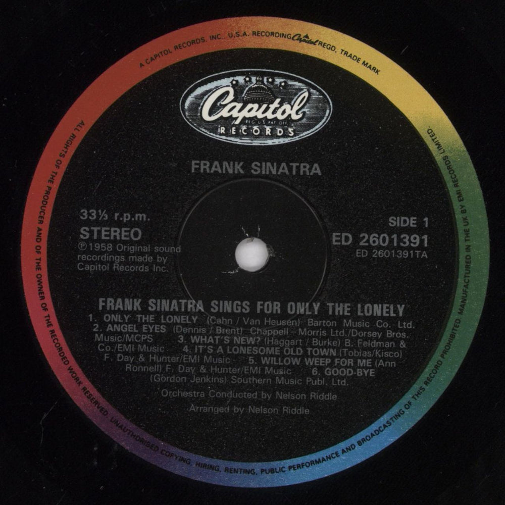 Frank Sinatra Only The Lonely - stickered shrink UK vinyl LP album (LP record) FRSLPON831068