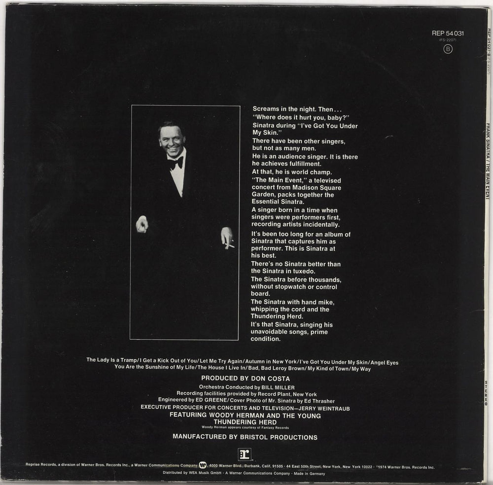 Frank Sinatra The Main Event Live - German version German vinyl LP album (LP record)