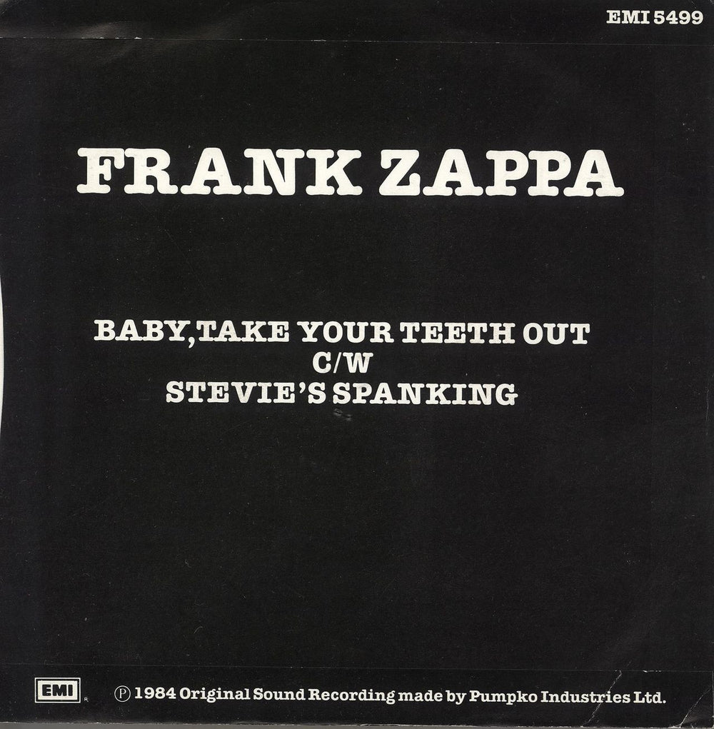 Frank Zappa Baby Take Your Teeth Out - EX UK 7" vinyl single (7 inch record / 45)