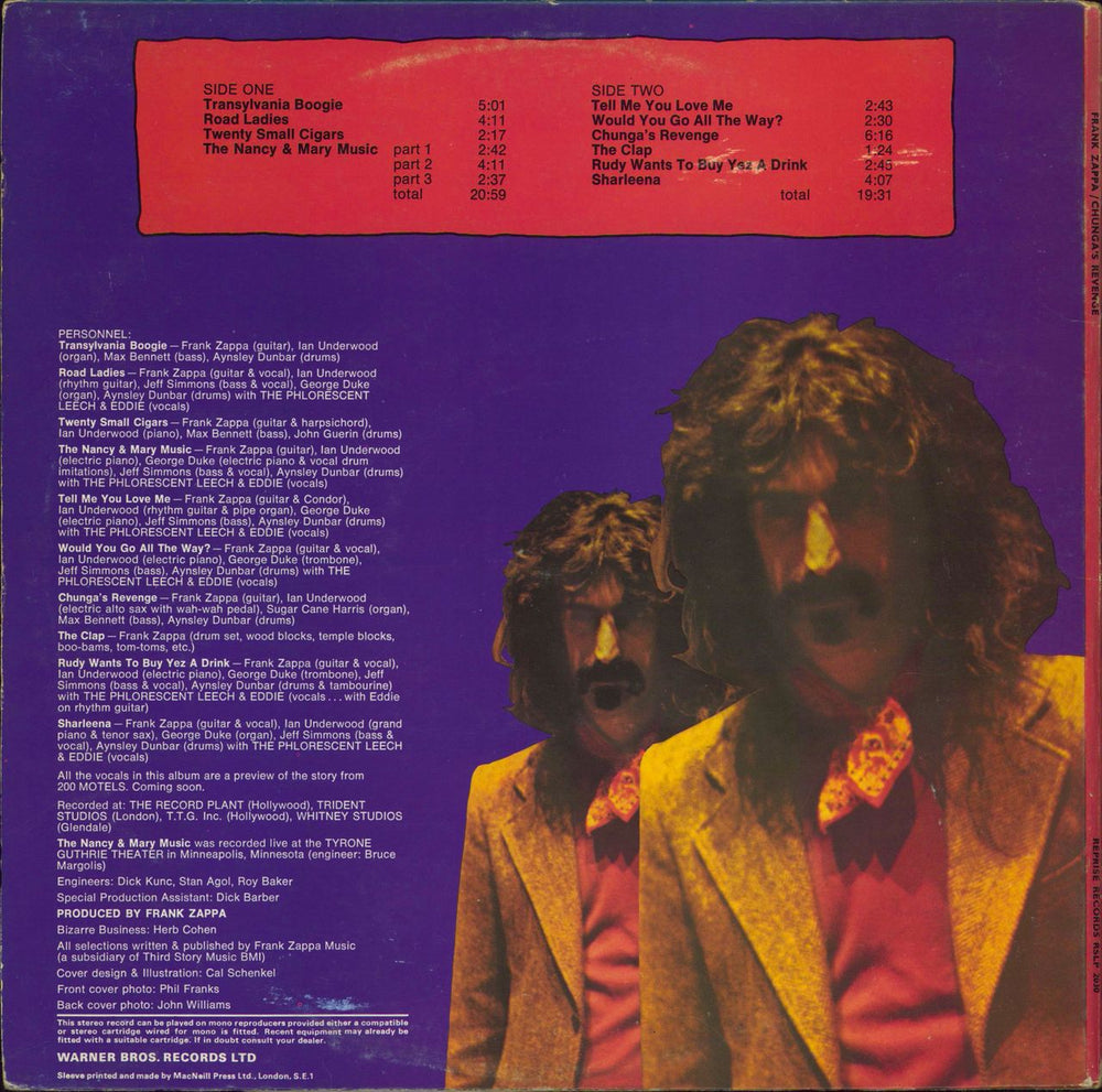 Frank Zappa Chunga's Revenge - 2nd - EX UK vinyl LP album (LP record)