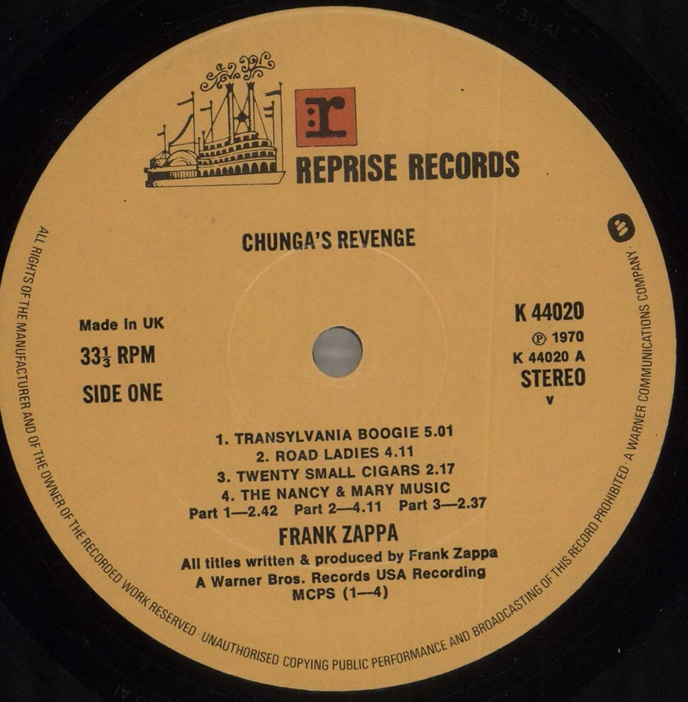 Frank Zappa Chunga's Revenge UK vinyl LP album (LP record) ZAPLPCH299466