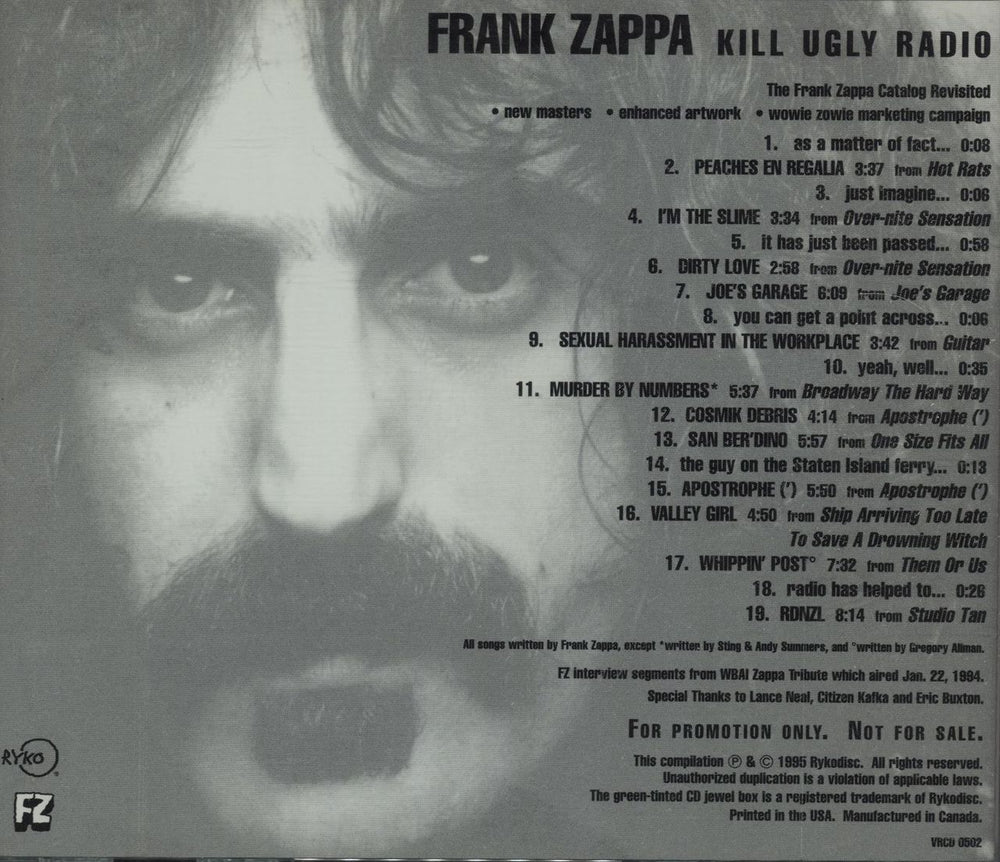 Frank Zappa Kill Ugly Radio - Set of 3 picture discs US Promo 3-CD album set (Triple CD) ZAP3CKI428408