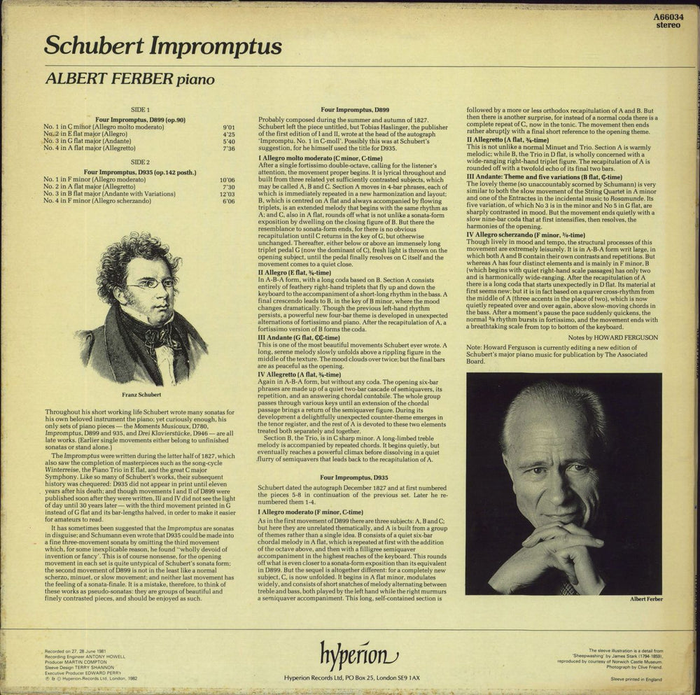 Franz Schubert Schubert Impromptus German vinyl LP album (LP record)