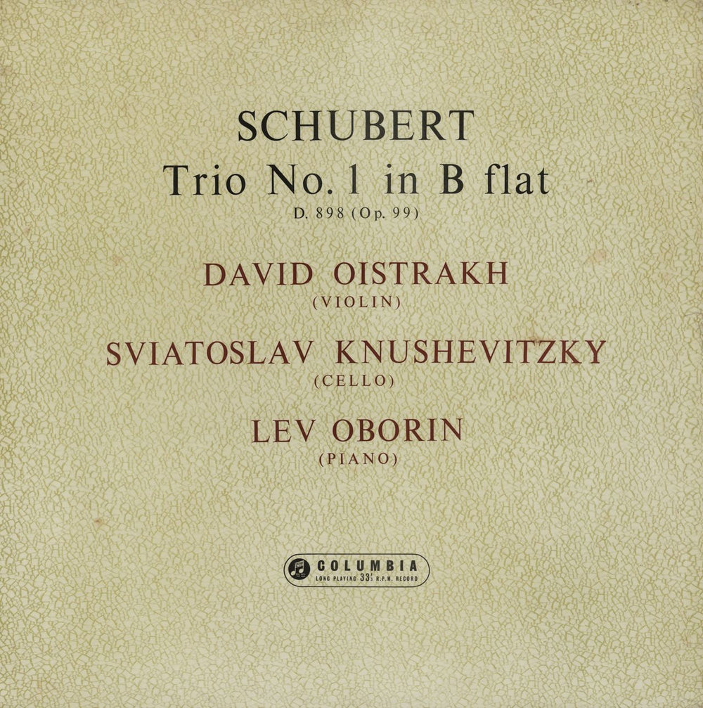 Franz Schubert Schubert: Trio No. 1 in B flat UK vinyl LP album (LP record) 33CX1627