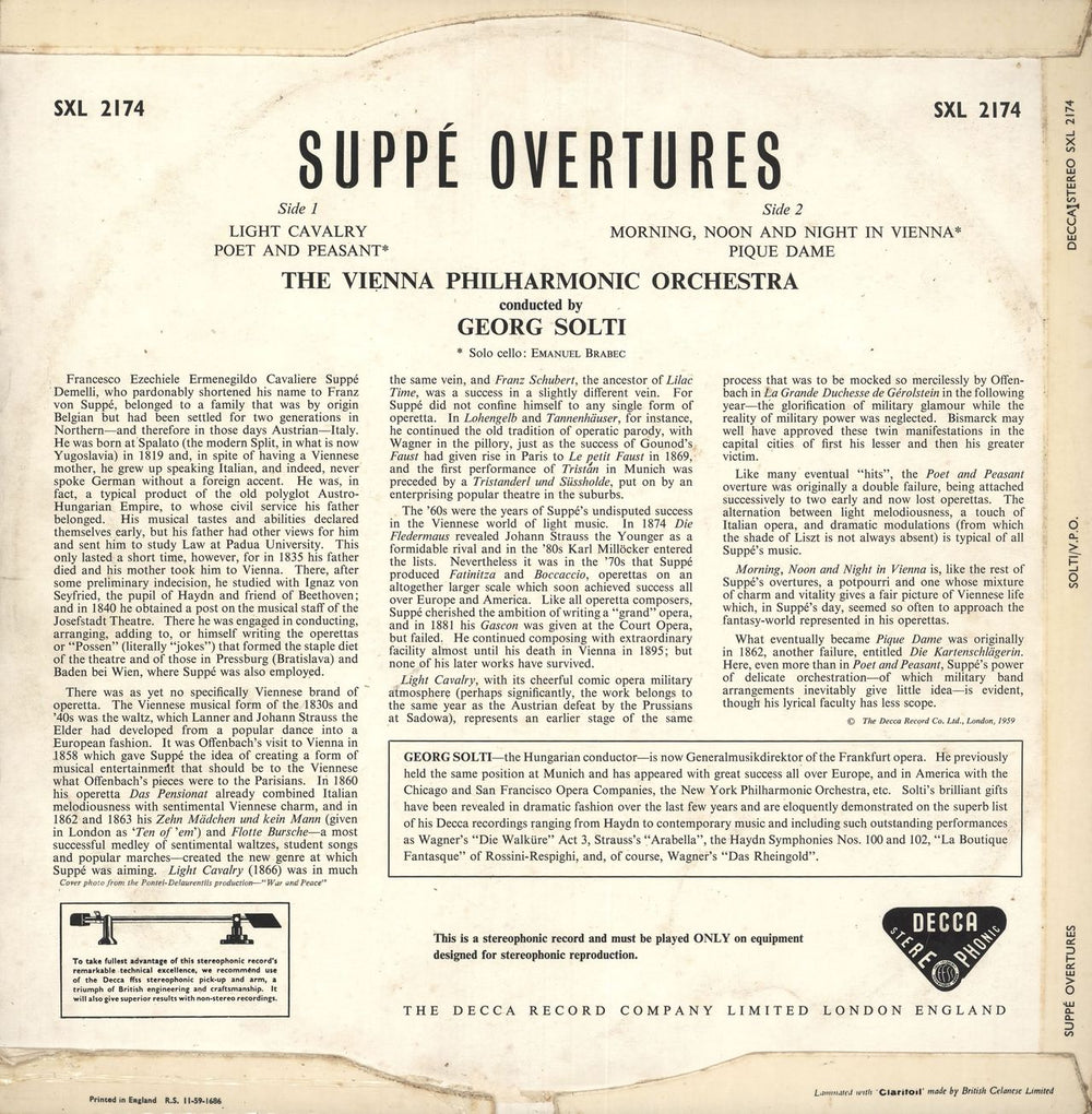 Franz Von Suppé Suppé Overtures - 1st UK vinyl LP album (LP record)