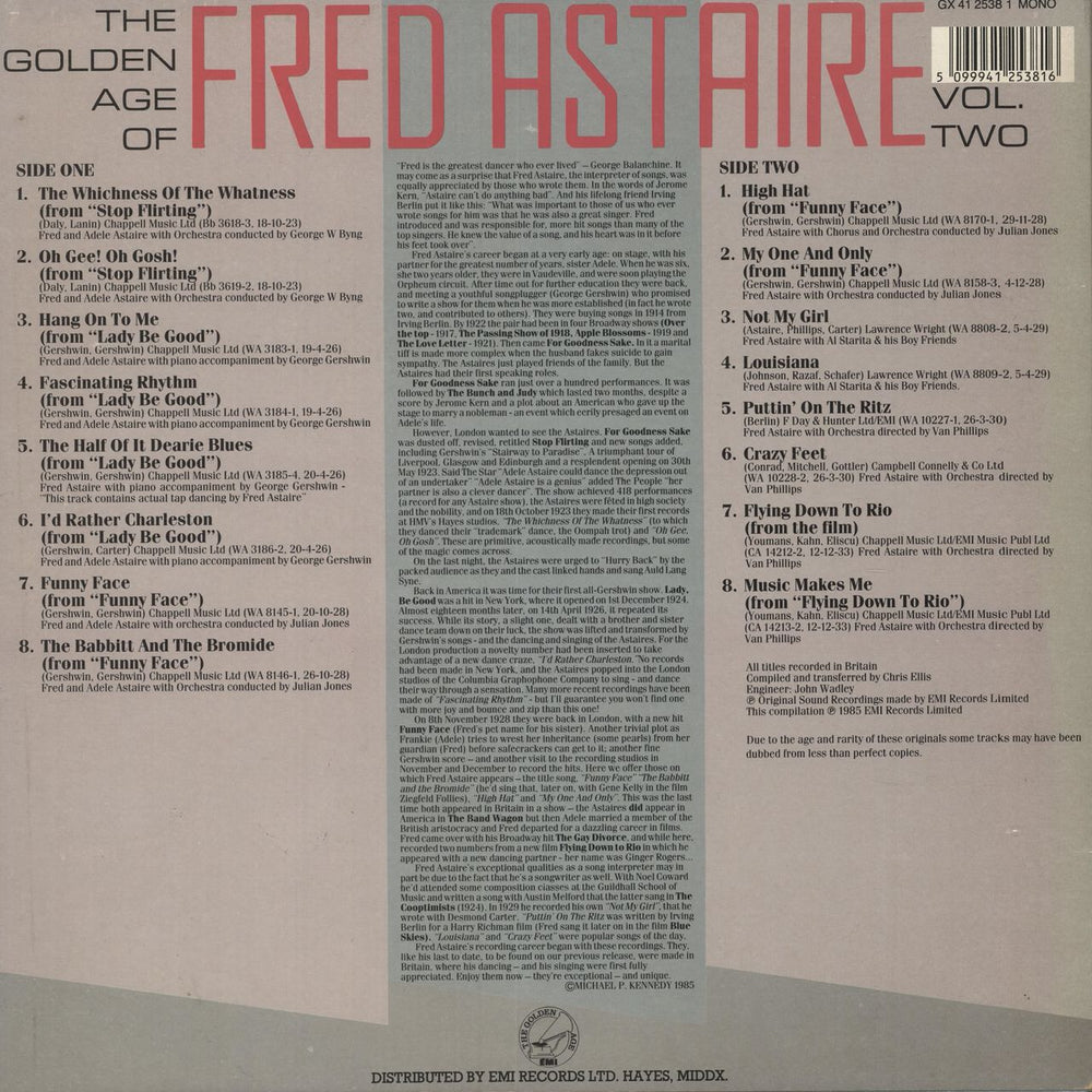 Fred Astaire The Golden Age Of Fred Astaire Vol 2 UK vinyl LP album (LP record) 5099941253816