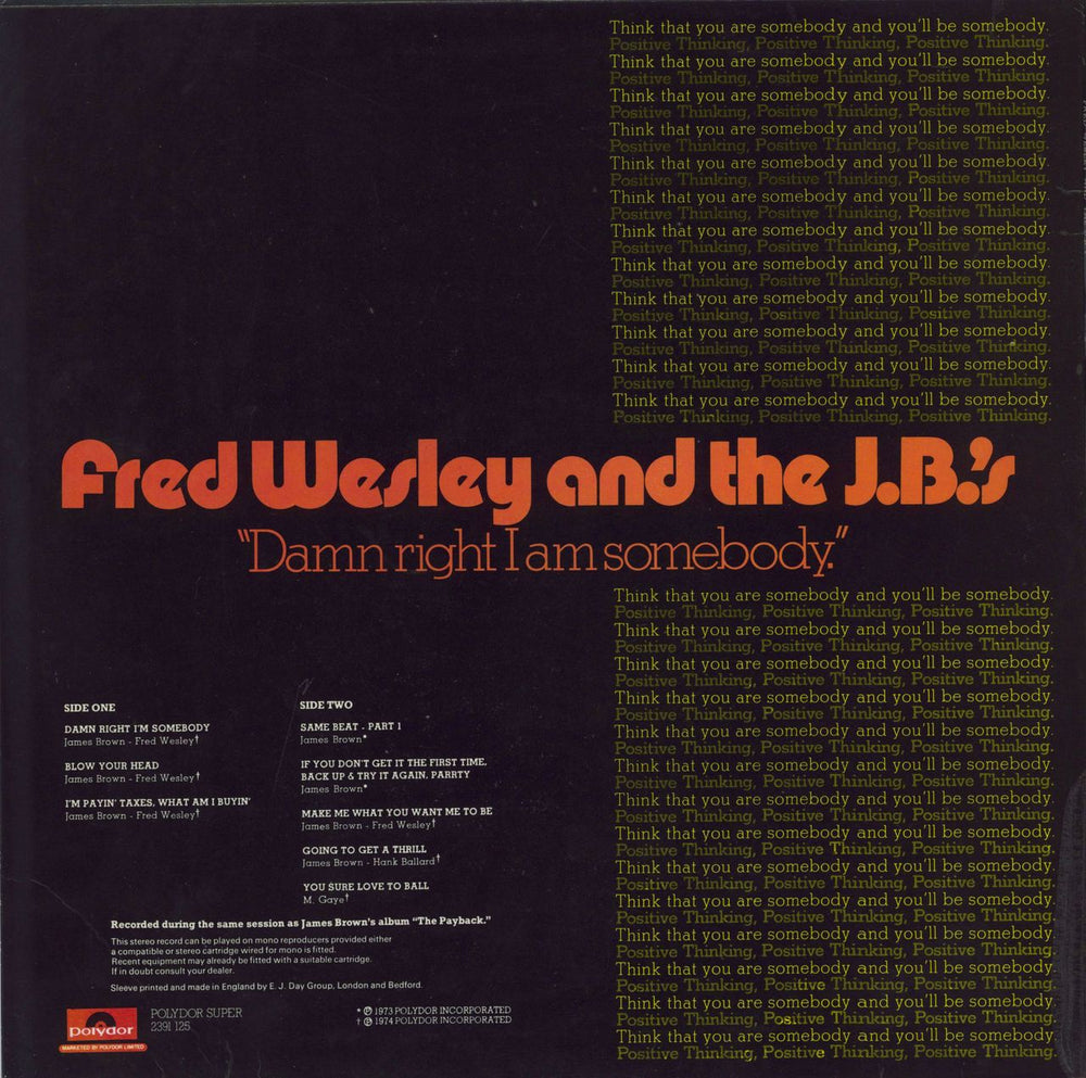 Fred Wesley Damn Right I Am Somebody - 1st UK vinyl LP album (LP record)