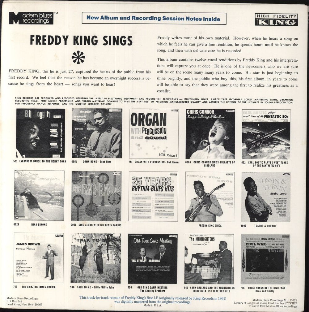 Freddie King Freddy King Sings US vinyl LP album (LP record)