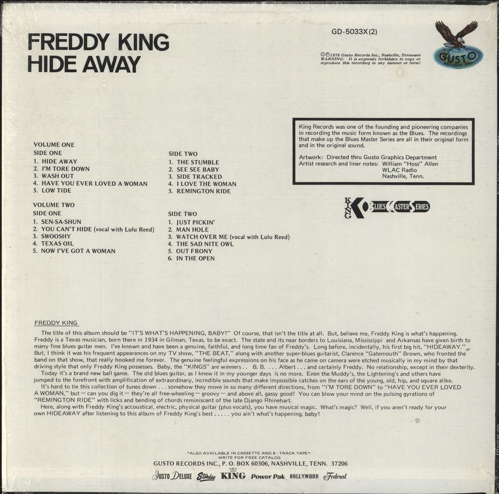 Freddie King Hide Away - Red label US 2-LP vinyl record set (Double LP Album)