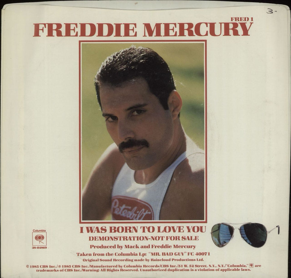 Freddie Mercury I Was Born To Love You US Promo 7" vinyl single (7 inch record / 45) MER07IW656004