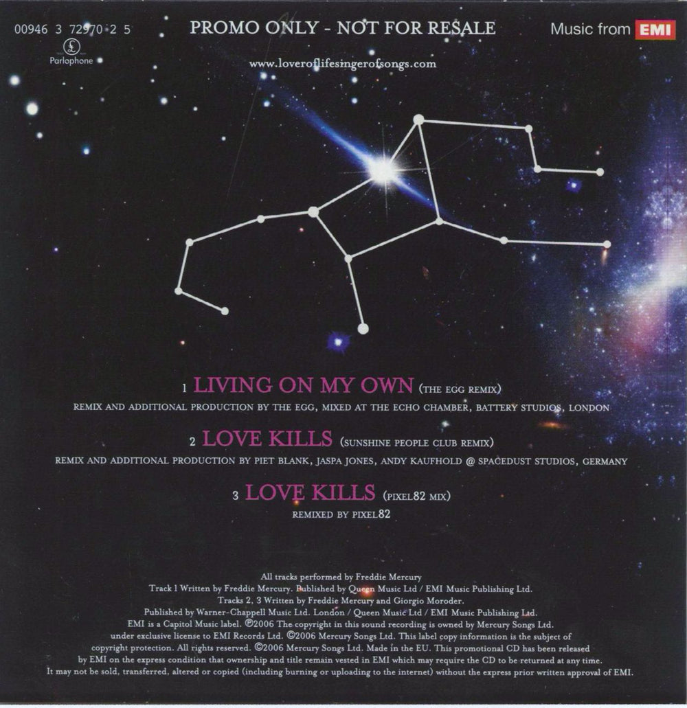 Freddie Mercury Living On My Own / Love Kills UK Promo CD single (CD5 / 5")