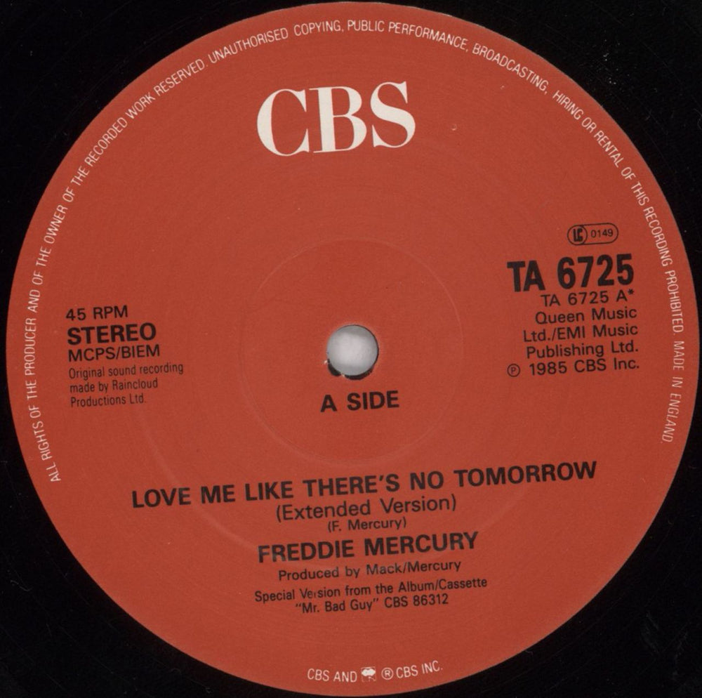 Freddie Mercury Love Me Like There's No Tomorrow UK 12" vinyl single (12 inch record / Maxi-single) MER12LO07048